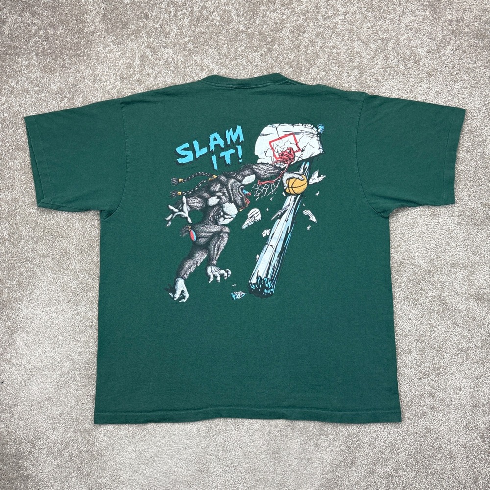 Vintage 90s Lifeforms Gorilla Basketball Slam It Single Stitch T Shirt‎ 2XL